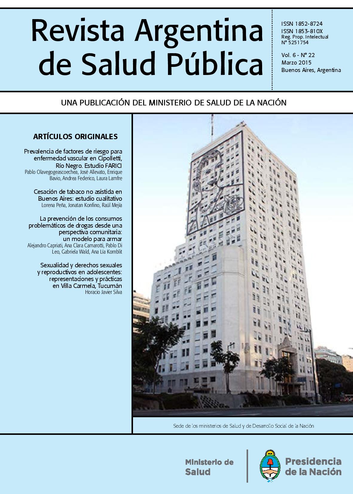 					Ver Vol. 6 Núm. 22 (2015): Revista Argentina de Salud Pública
				