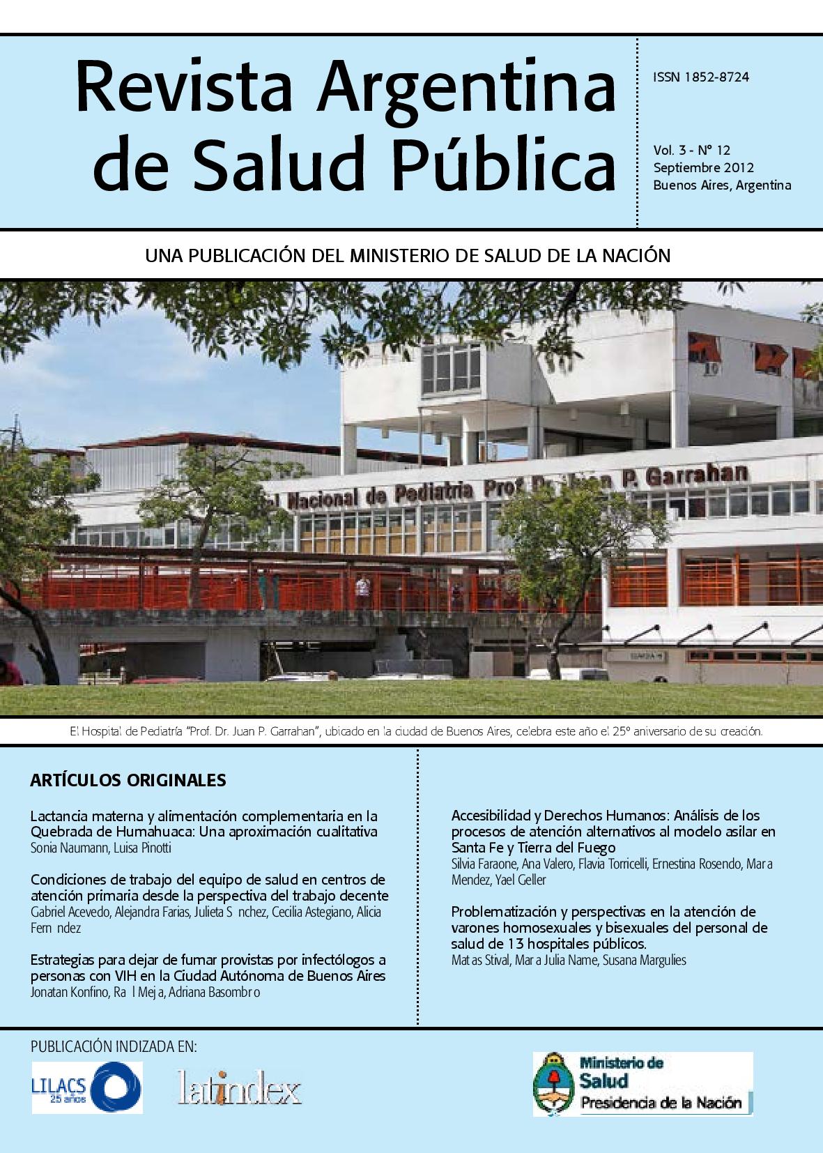 					Ver Vol. 3 Núm. 12 (2012): Revista Argentina de Salud Pública
				